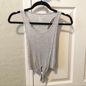Aerie Gray Tie Front Crop Top